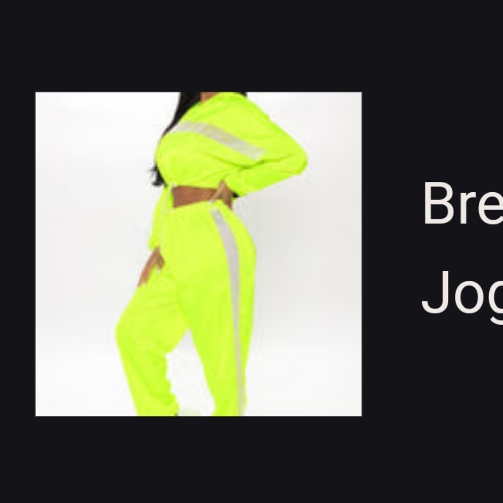 Neon Yellow Reflective Crop Hoodie Jogger Set - Women - Picture 2 of 3